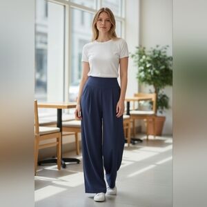 Halara Wide Leg Pants Blue High Waisted Flowy Lounge Pants NWT S